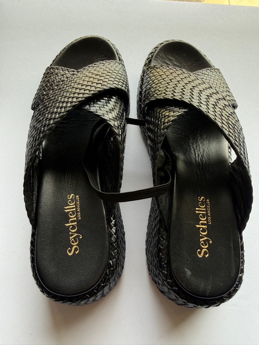 Seychelles Black Woven Platform Slide Sandals - Picture 3 of 11